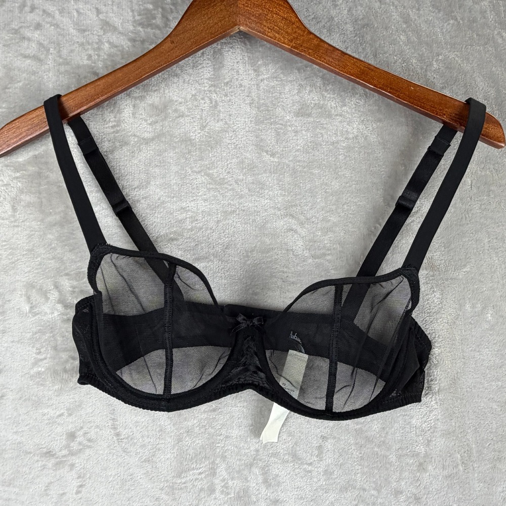 Aubade Paris Black Sheer Mesh Underwire Bra Corset Detail FM14 D 32D 70D